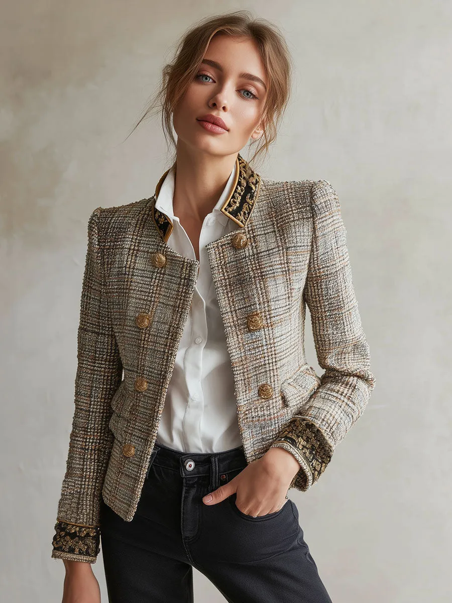 Fashion Check Tweed Double Breasted Jacket sold by Oyrosy product image thumbnail 2