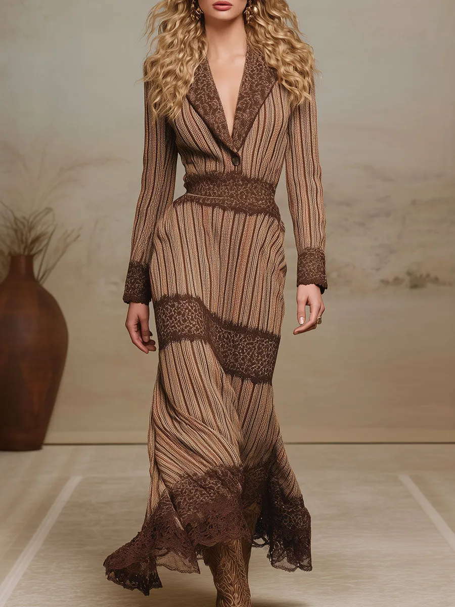 Retro And Fashionable Lace Stitching Stretch Maxi Dress sold by Oyrosy