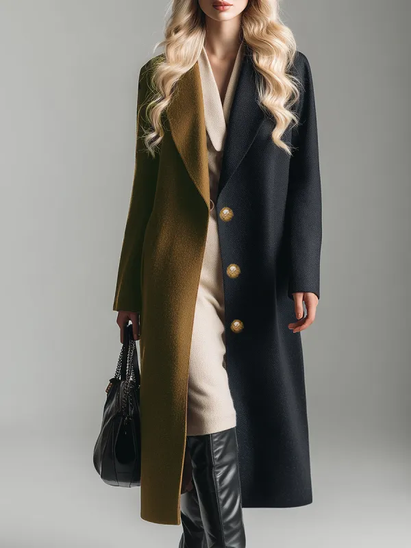 High-end Fashionable Contrasting Color Woolen Coat sold by Oyrosy