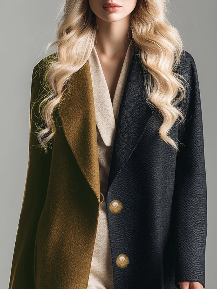 High-end Fashionable Contrasting Color Woolen Coat sold by Oyrosy product image thumbnail 3