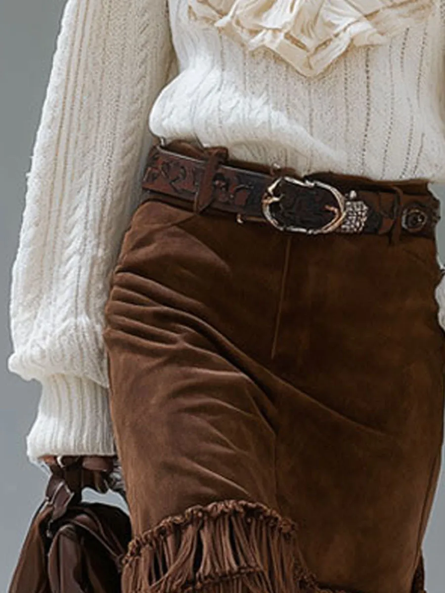 Casual Retro V-neck Velvet Ruffle White Cable Pullover Sweater sold by Oyrosy product image thumbnail 4