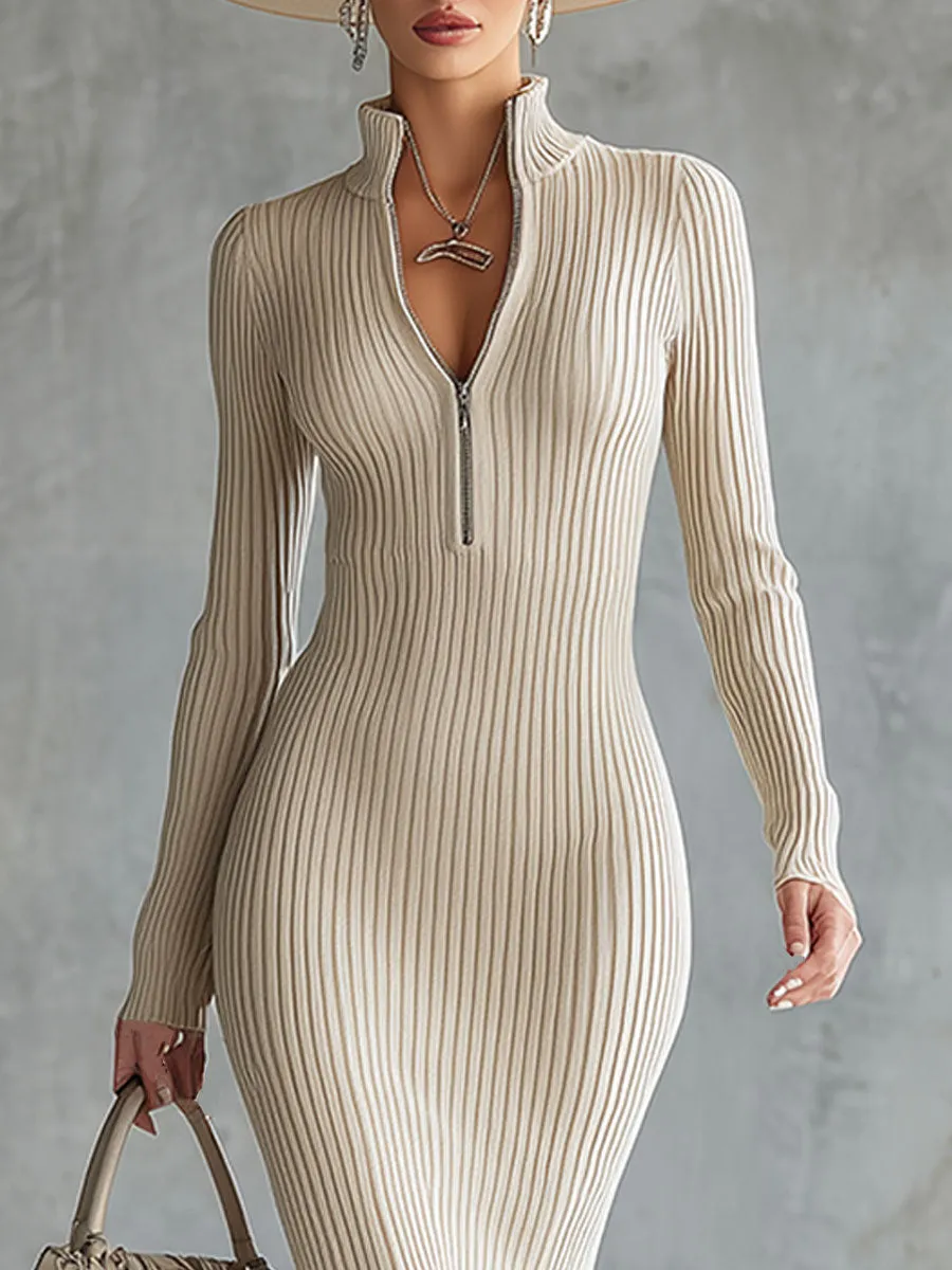 Vintage Off-white Ribbed Knit Tassel Maxi Dress sold by Oyrosy product image thumbnail 3