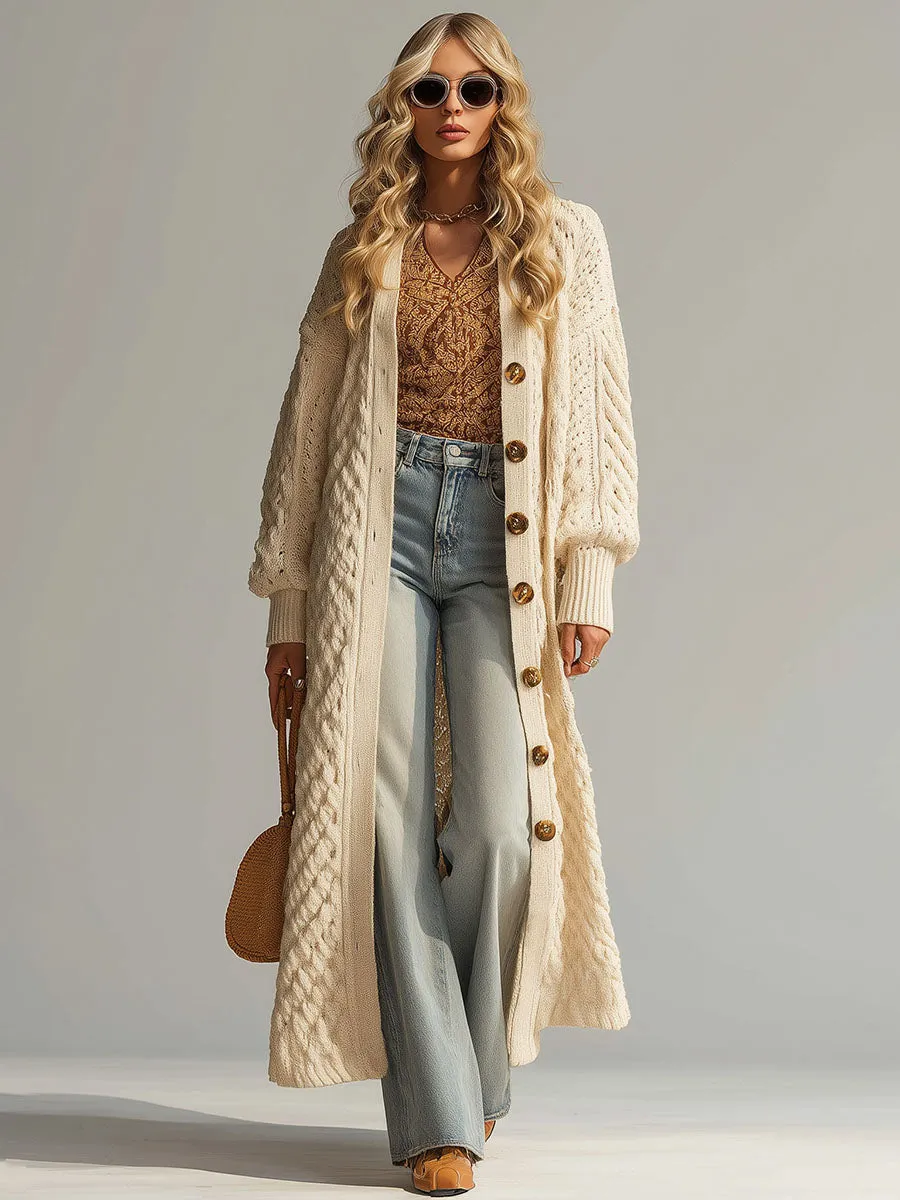 Simple And Fashionable Textured Knitted Beige Cardigan sold by Oyrosy product image thumbnail 3