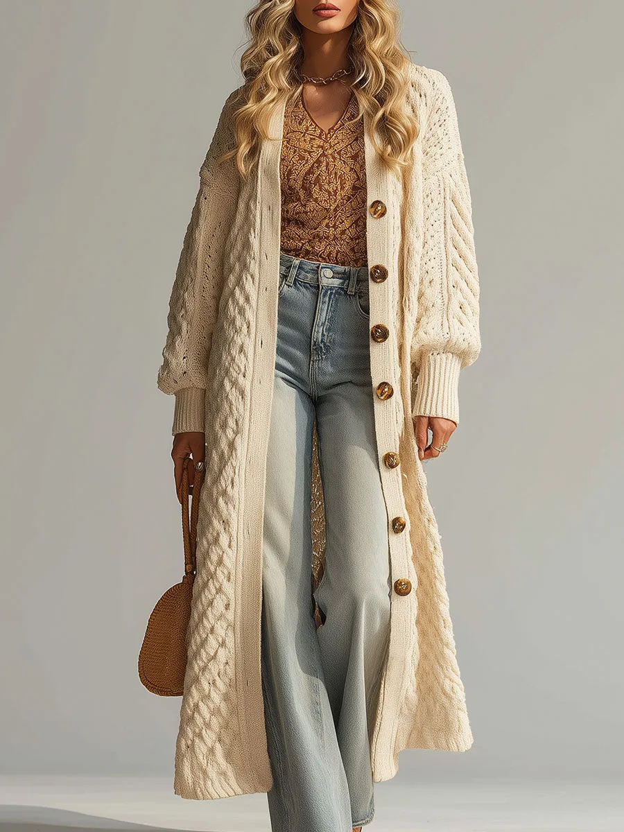 Simple And Fashionable Textured Knitted Beige Cardigan sold by Oyrosy