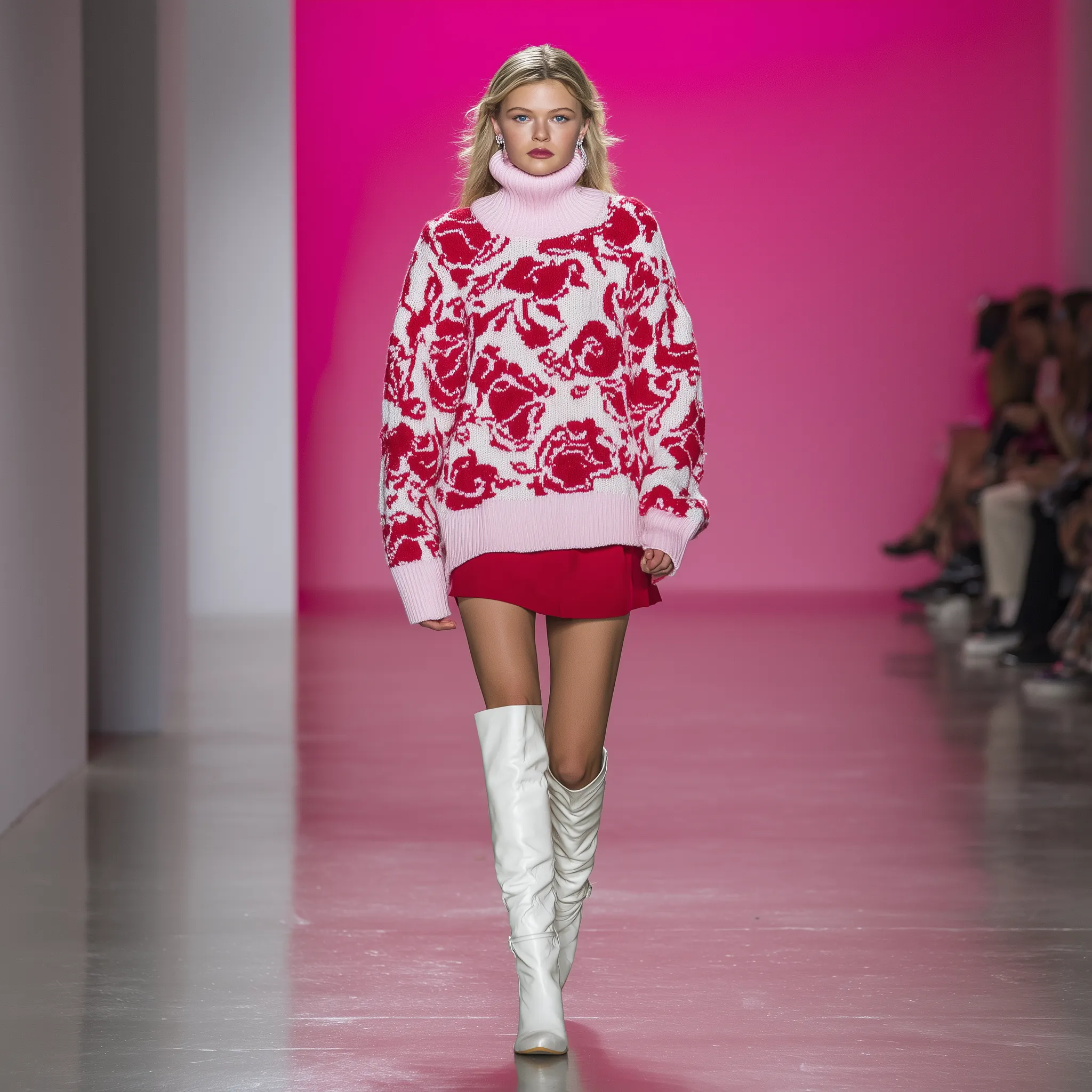 Pink Turtleneck Deep Pink Rose Pullover sold by Oyrosy product image thumbnail 2