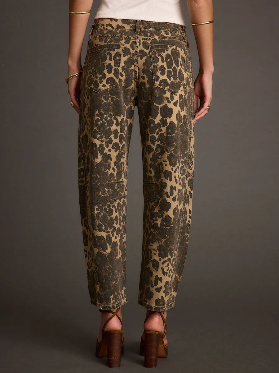 Retro Western Leopard Barrel Jeans sold by Oyrosy product image thumbnail 4