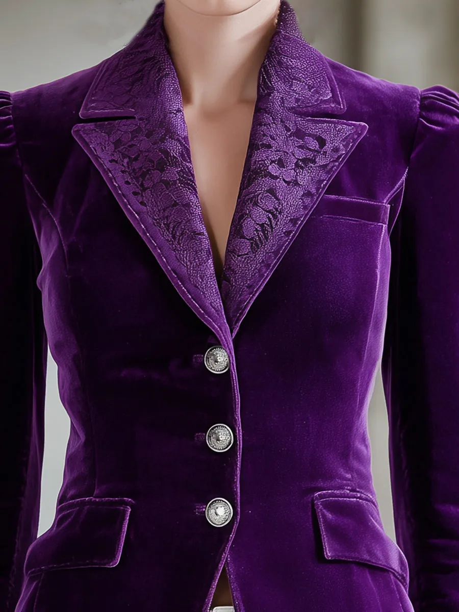 Fashion Purple Lace Button-down Blazer sold by Oyrosy product image thumbnail 3