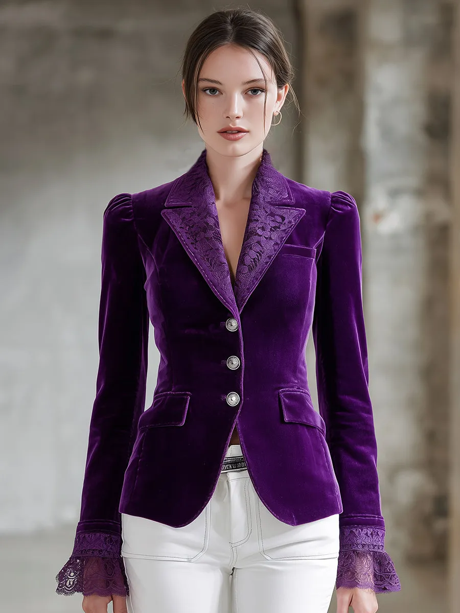 Fashion Purple Lace Button-down Blazer sold by Oyrosy product image thumbnail 2