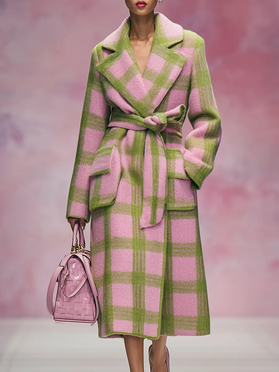 Stylish Elegant Plaid Long Woolen Coat sold by Oyrosy