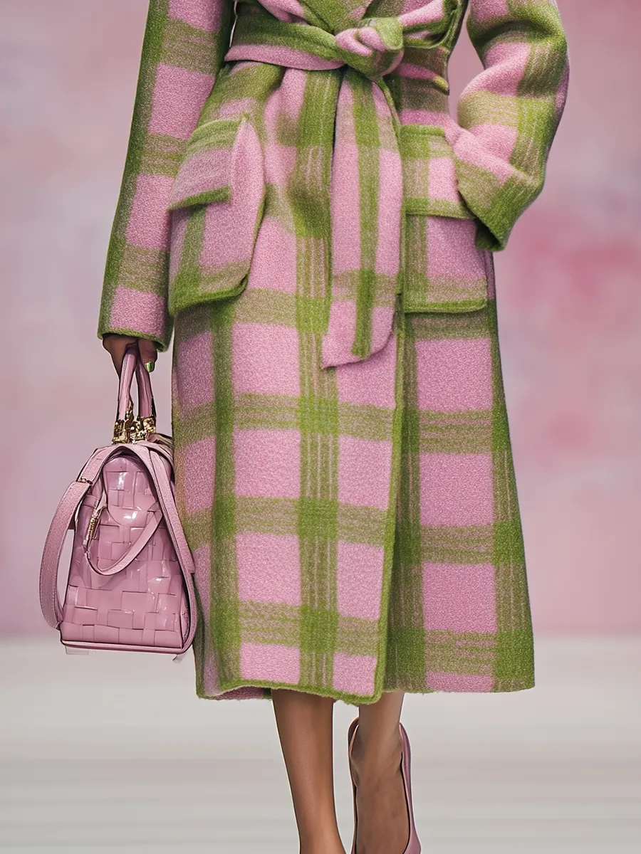 Stylish Elegant Plaid Long Woolen Coat sold by Oyrosy product image thumbnail 4