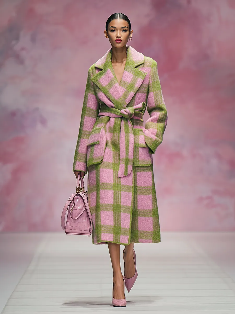 Stylish Elegant Plaid Long Woolen Coat sold by Oyrosy product image thumbnail 2