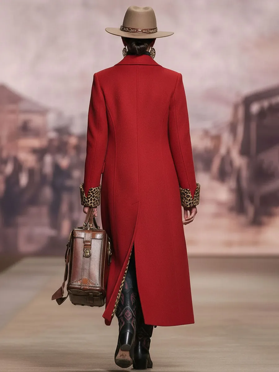 Lapel Single-breasted Leopard Print Wool Coat sold by Oyrosy product image thumbnail 2