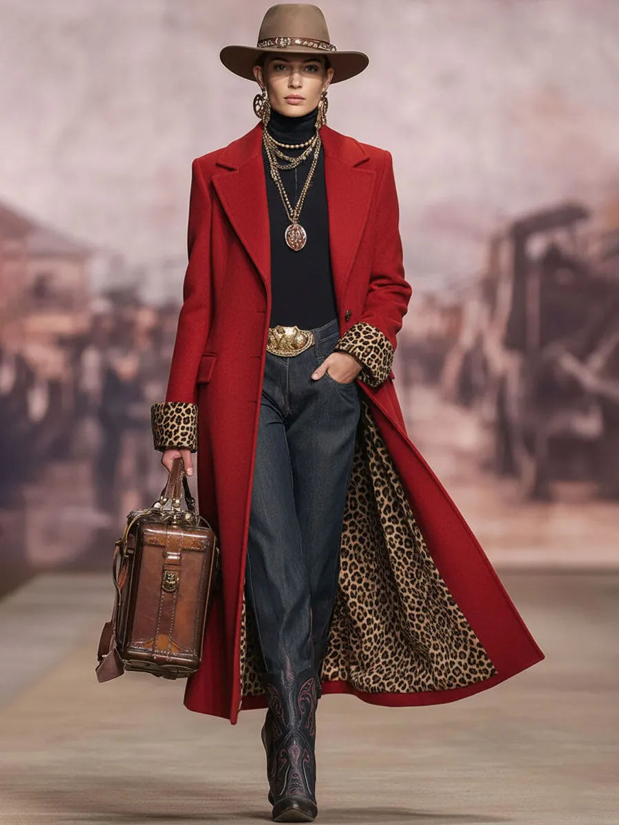 Lapel Single-breasted Leopard Print Wool Coat sold by Oyrosy product image thumbnail 4