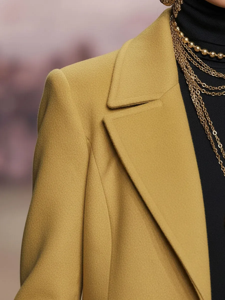 Lapel Single-breasted Double-pocket Leopard Print Wool Coat sold by Oyrosy product image thumbnail 3