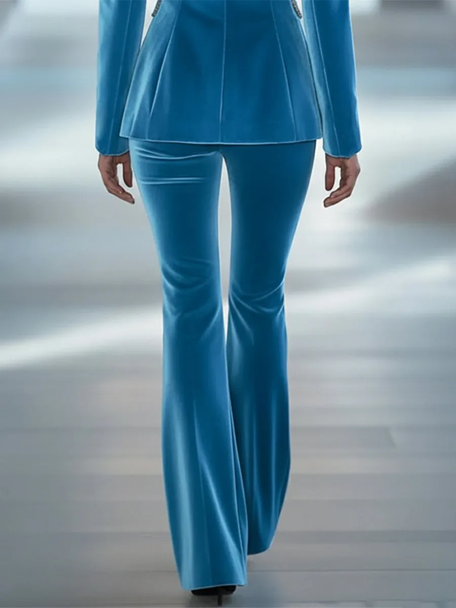 Casual Loose Retro Solid Color Velvet Flared Pants sold by Oyrosy product image thumbnail 2