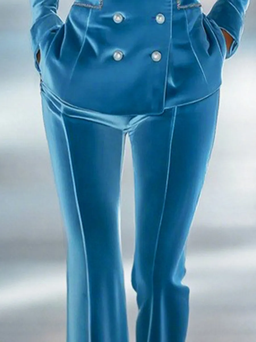 Casual Loose Retro Solid Color Velvet Flared Pants sold by Oyrosy product image thumbnail 4