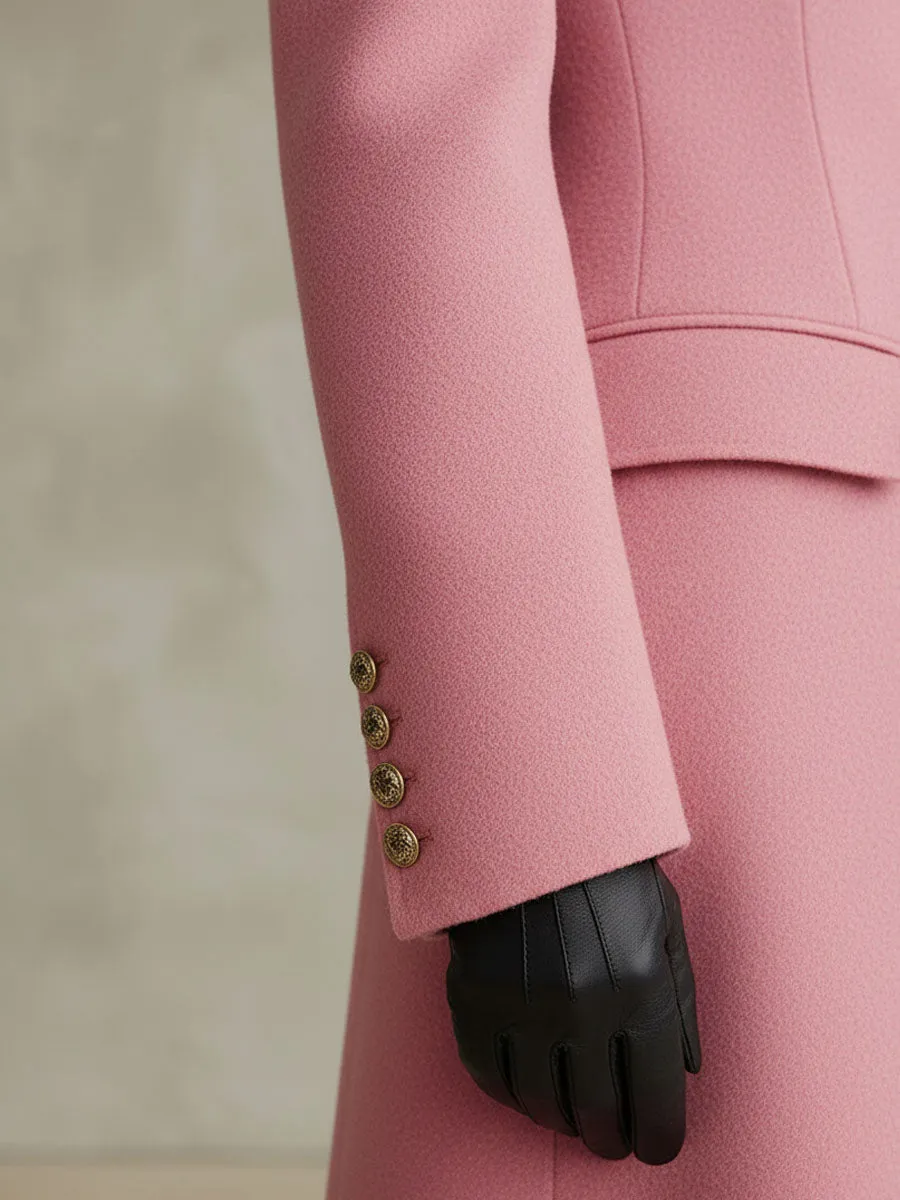 Pink Lapel Single-breasted Wool Coat sold by Oyrosy product image thumbnail 4
