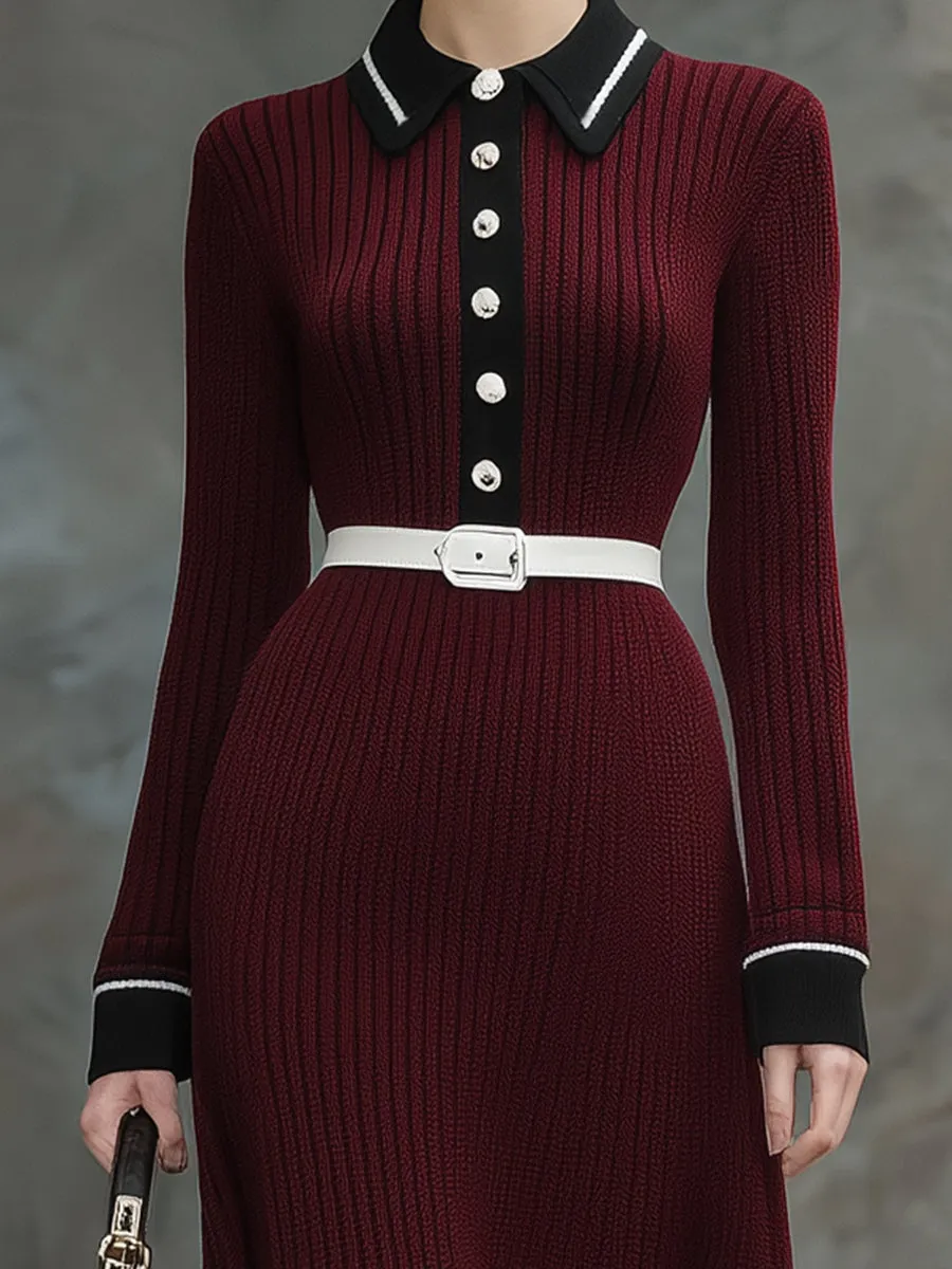 Angora Red Knitted Black Contrast Maxi Dress sold by Oyrosy product image thumbnail 3