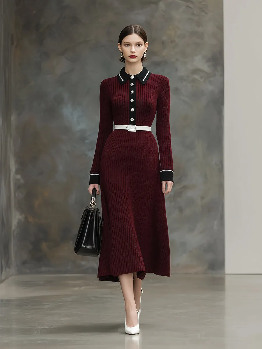 Angora Red Knitted Black Contrast Maxi Dress sold by Oyrosy product image thumbnail 2