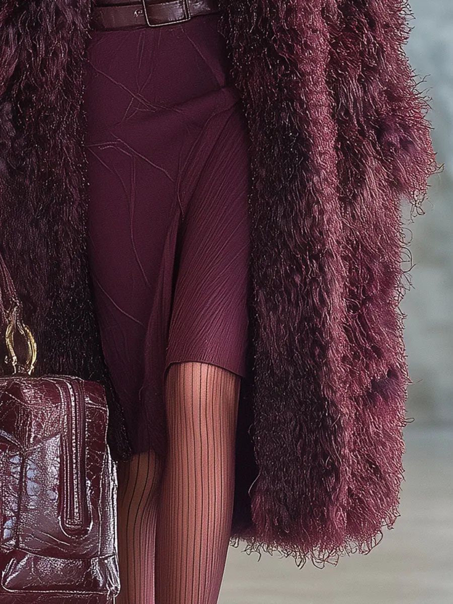 Stylish And Elegant Plum Faux Fur Coat sold by Oyrosy product image thumbnail 4