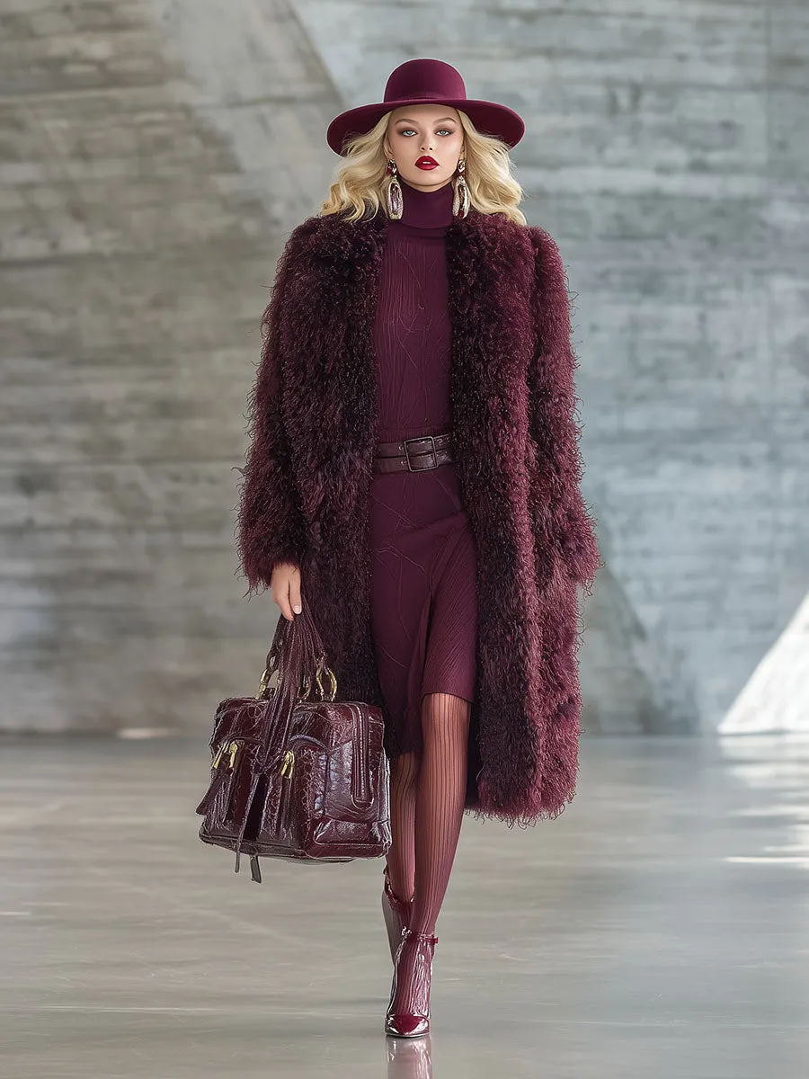 Stylish And Elegant Plum Faux Fur Coat sold by Oyrosy product image thumbnail 2