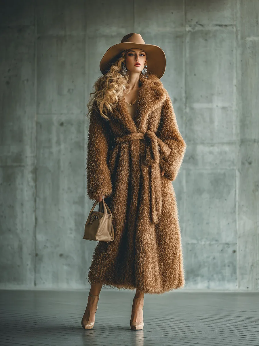 Fashionable Lazy Faux Fur Brown Long Coat sold by Oyrosy product image thumbnail 2