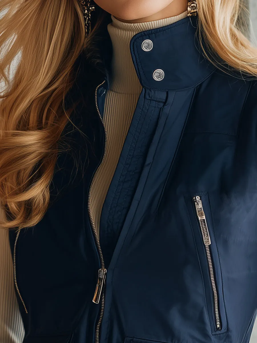 Casual Workwear Dark Blue Windproof Vest sold by Oyrosy product image thumbnail 3