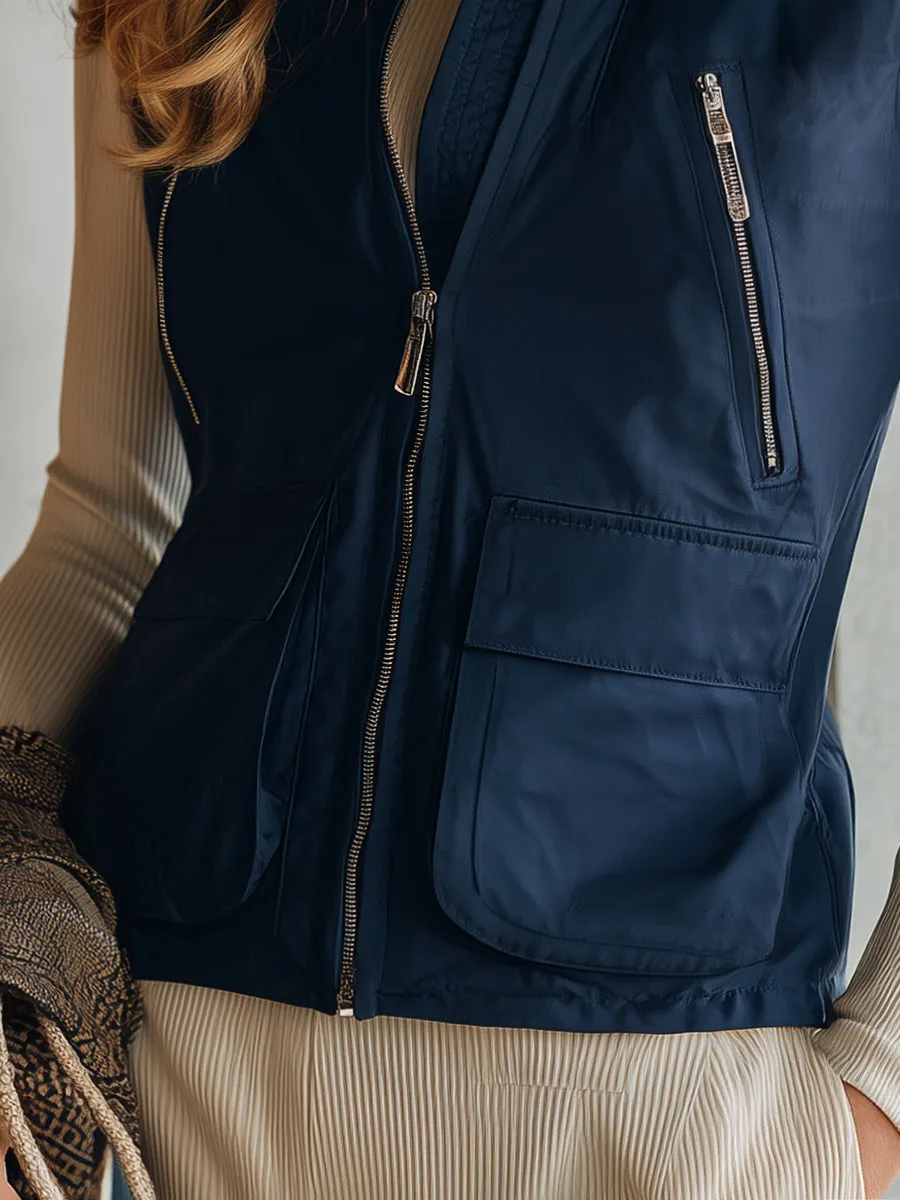 Casual Workwear Dark Blue Windproof Vest sold by Oyrosy product image thumbnail 4