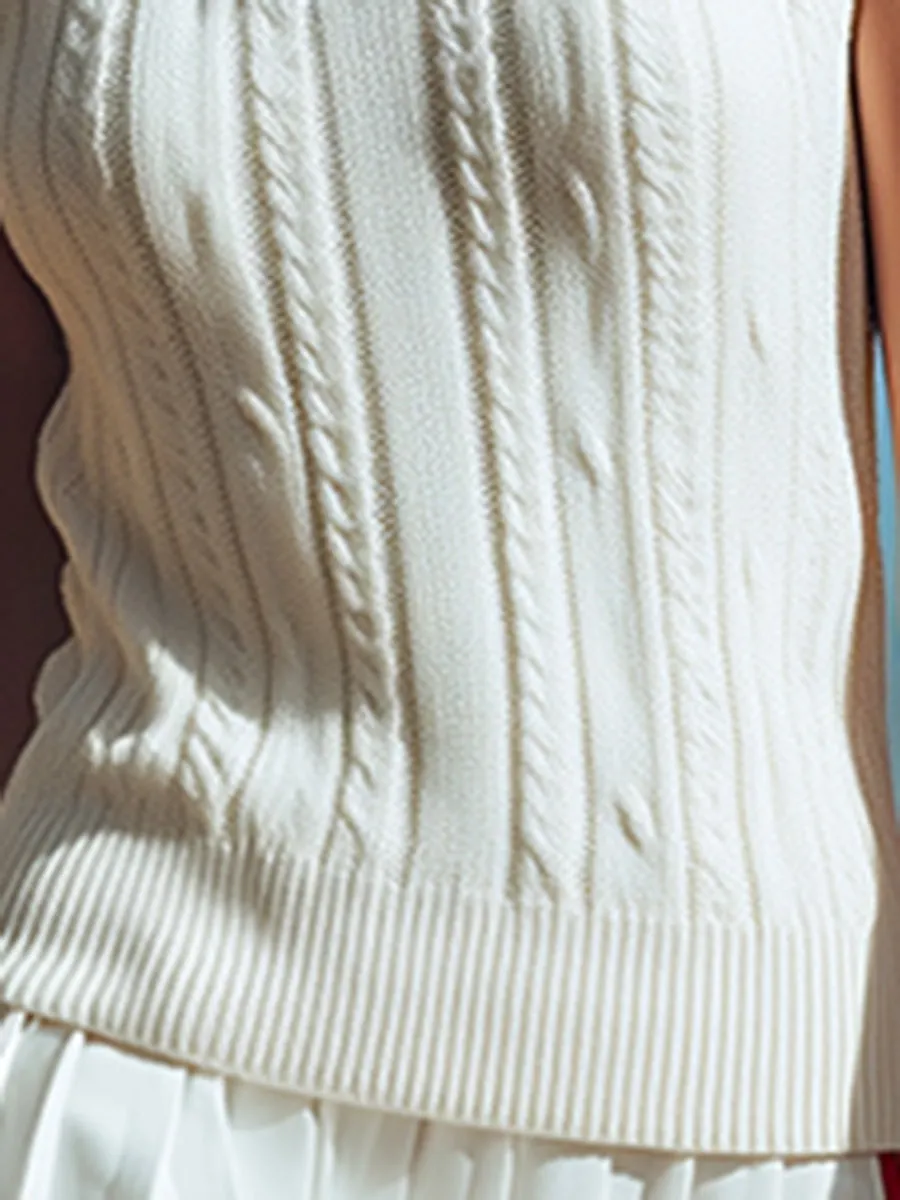 Retro Sports Style Stand-up Collar Sleeveless Knitted Vest sold by Oyrosy product image thumbnail 4