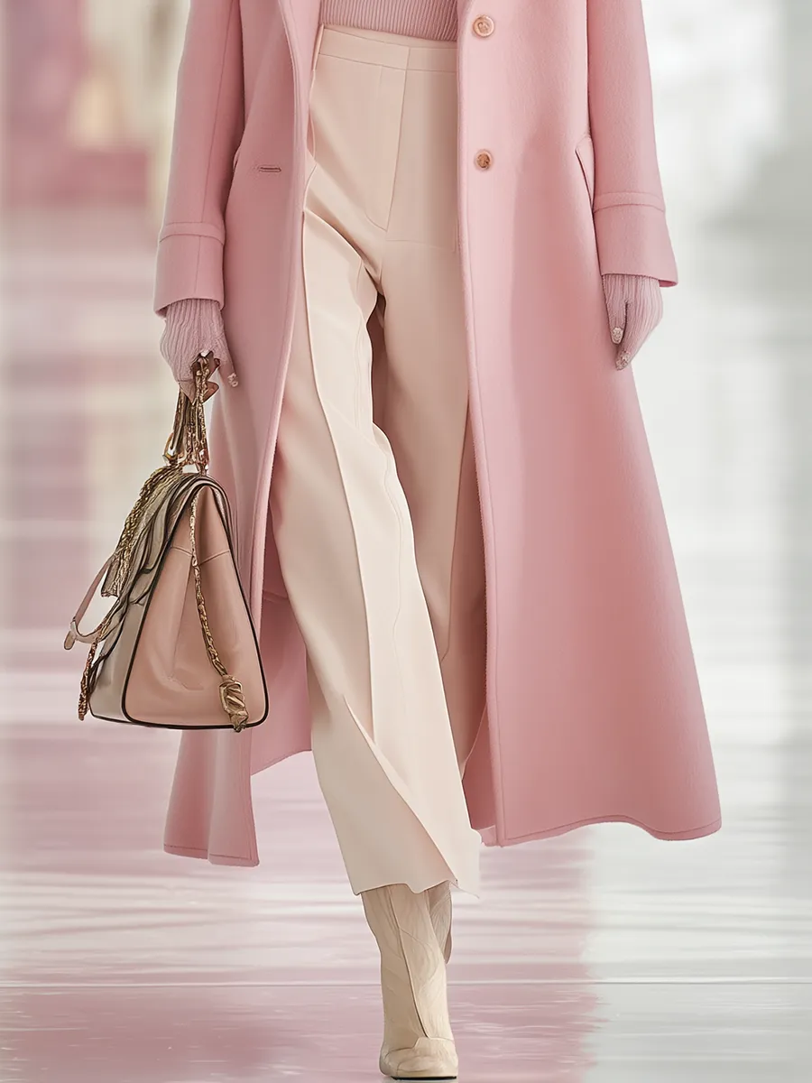 Elegant Classic Lapel Single-breasted Long Woolen Coat sold by Oyrosy product image thumbnail 5