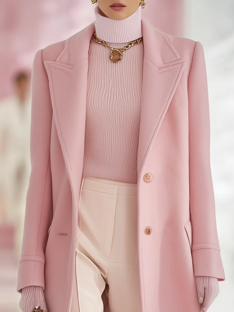 Elegant Classic Lapel Single-breasted Long Woolen Coat sold by Oyrosy product image thumbnail 4