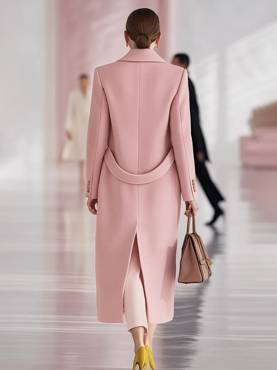 Elegant Classic Lapel Single-breasted Long Woolen Coat sold by Oyrosy product image thumbnail 2