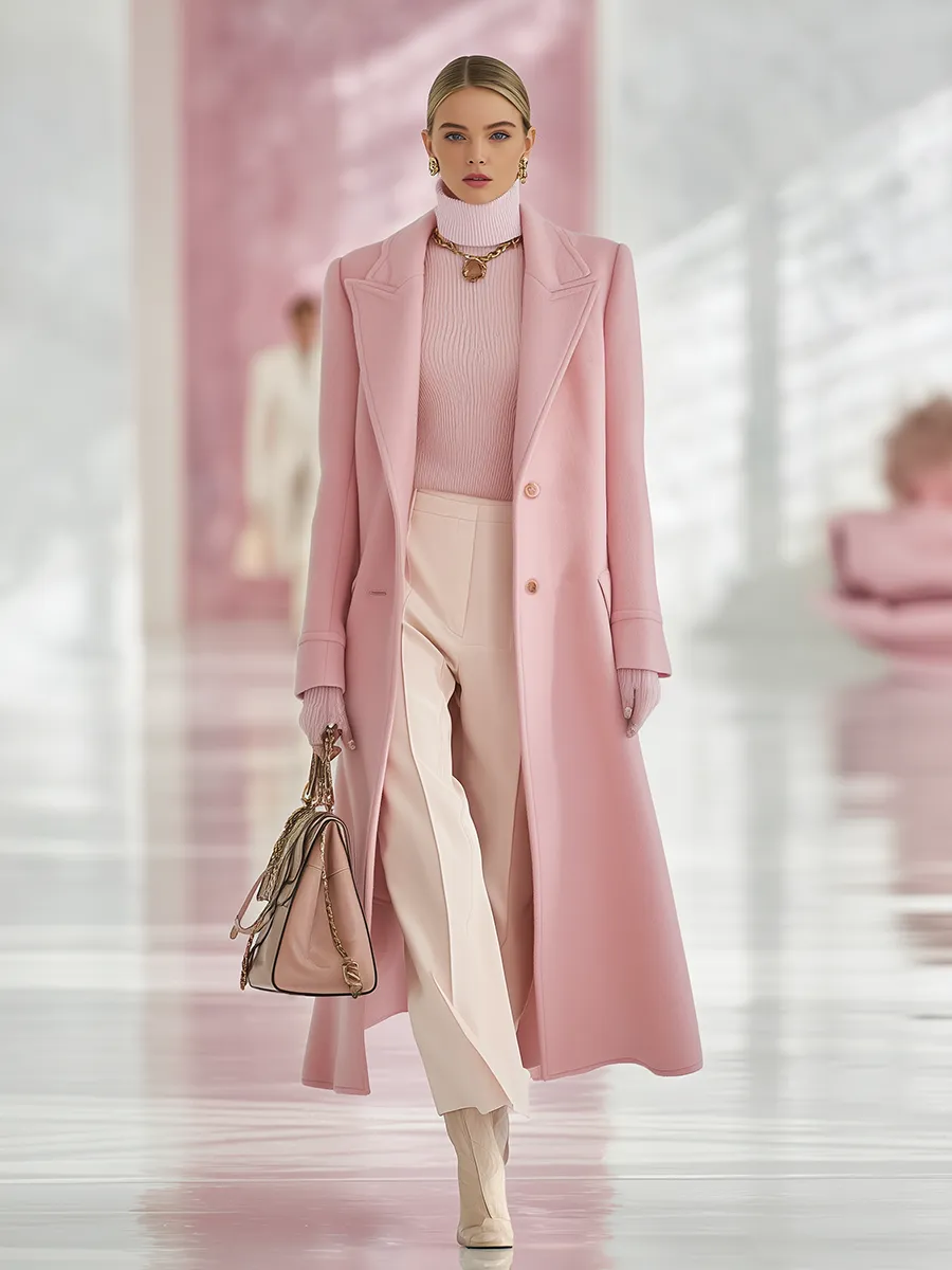 Elegant Classic Lapel Single-breasted Long Woolen Coat sold by Oyrosy product image thumbnail 3