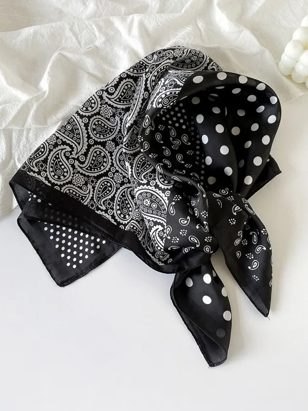 Retro Contrast Bohemian Paisley Print Satin Scarf sold by Oyrosy