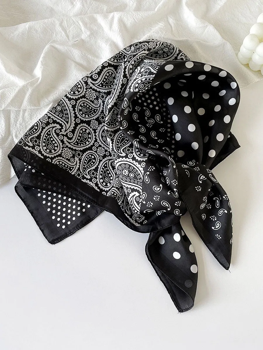 Retro Contrast Bohemian Paisley Print Satin Scarf sold by Oyrosy