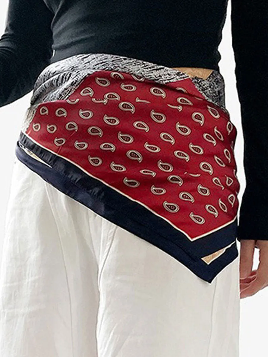 Retro Contrast Bohemian Paisley Print Satin Scarf sold by Oyrosy product image thumbnail 3