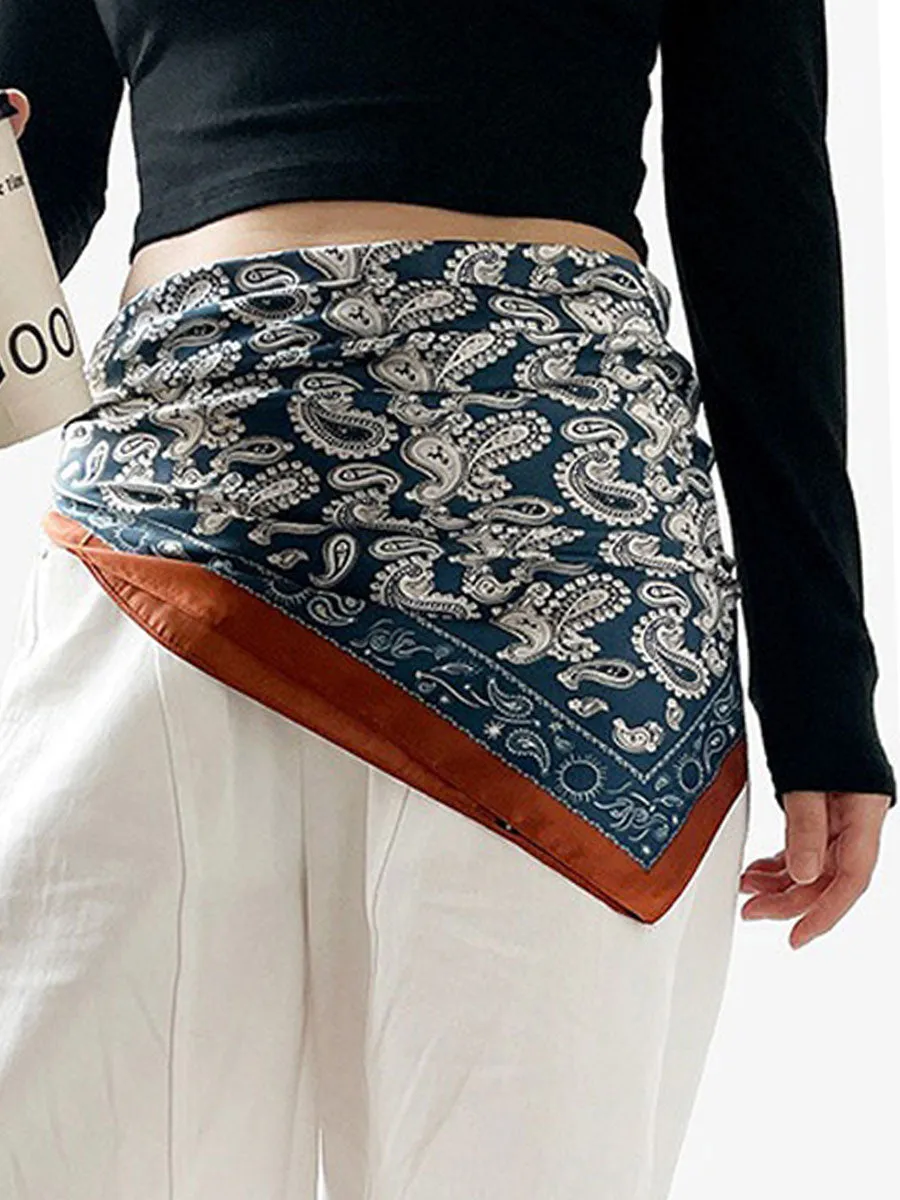 Retro Contrast Bohemian Paisley Print Satin Scarf sold by Oyrosy product image thumbnail 2