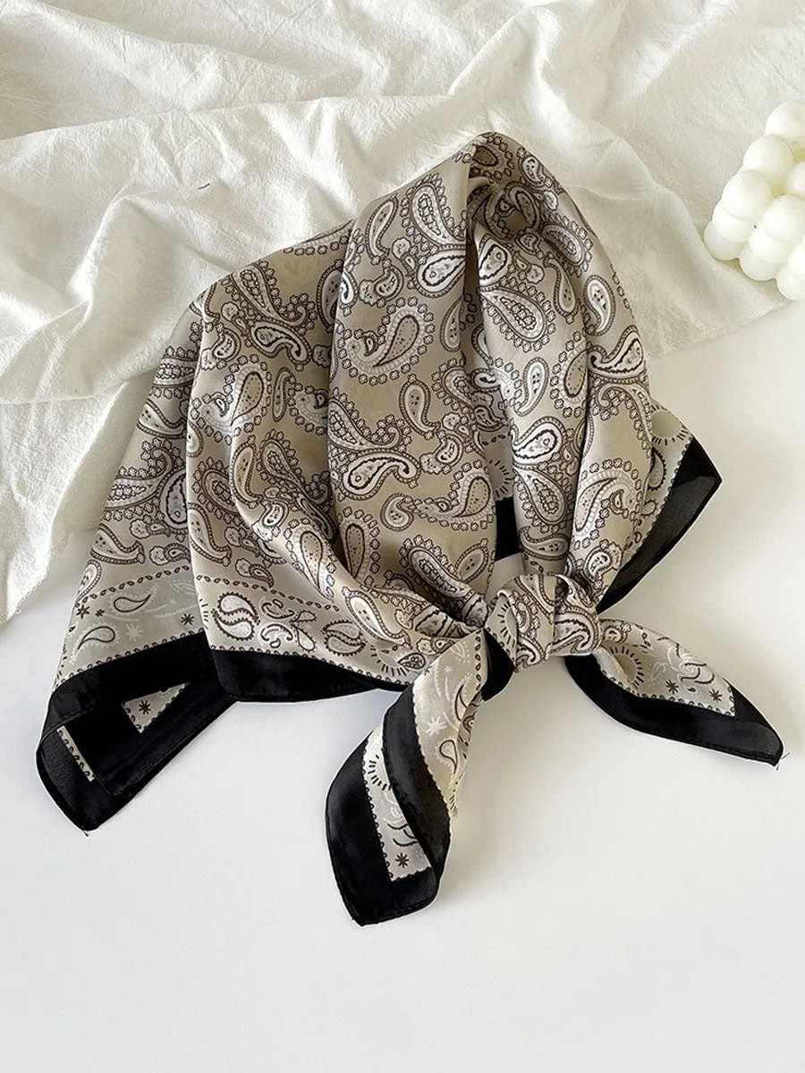 Retro Contrast Bohemian Paisley Print Satin Scarf sold by Oyrosy product image thumbnail 5