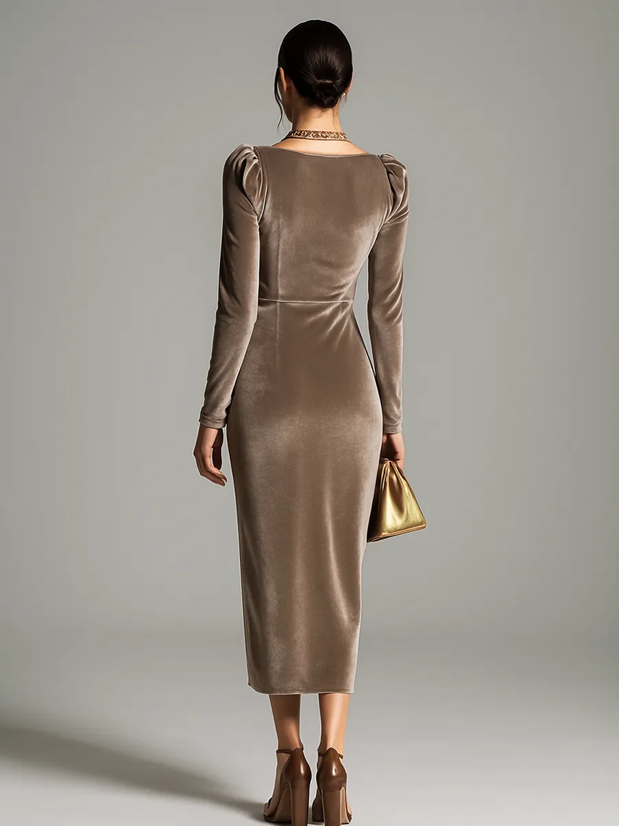 Elegant Velvet Midi Dress sold by Oyrosy product image thumbnail 3