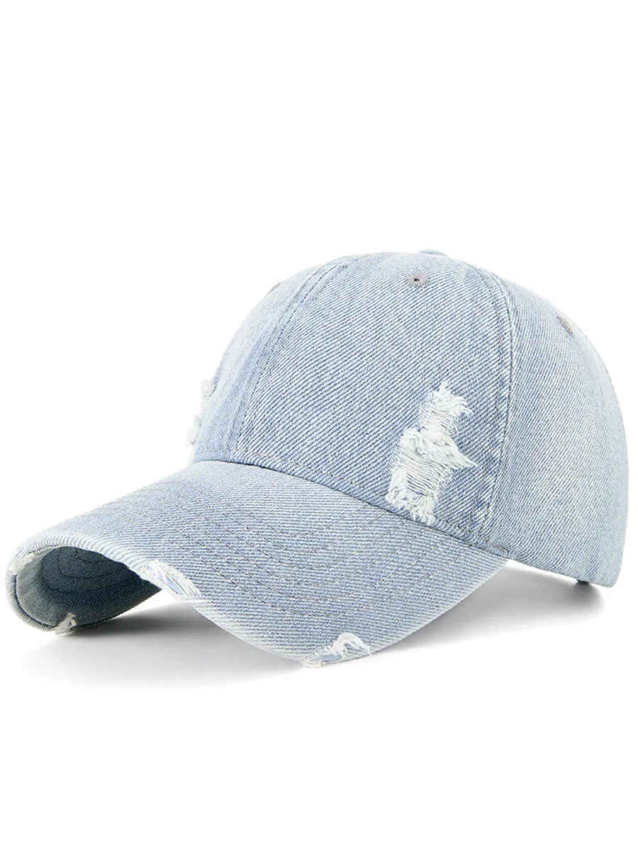 Ripped Denim Casual Sports Baseball Cap sold by Oyrosy product image thumbnail 4