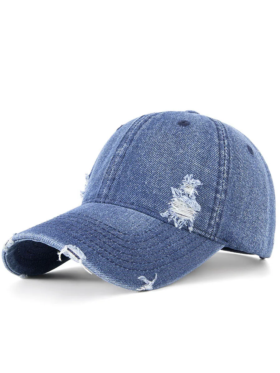 Ripped Denim Casual Sports Baseball Cap sold by Oyrosy