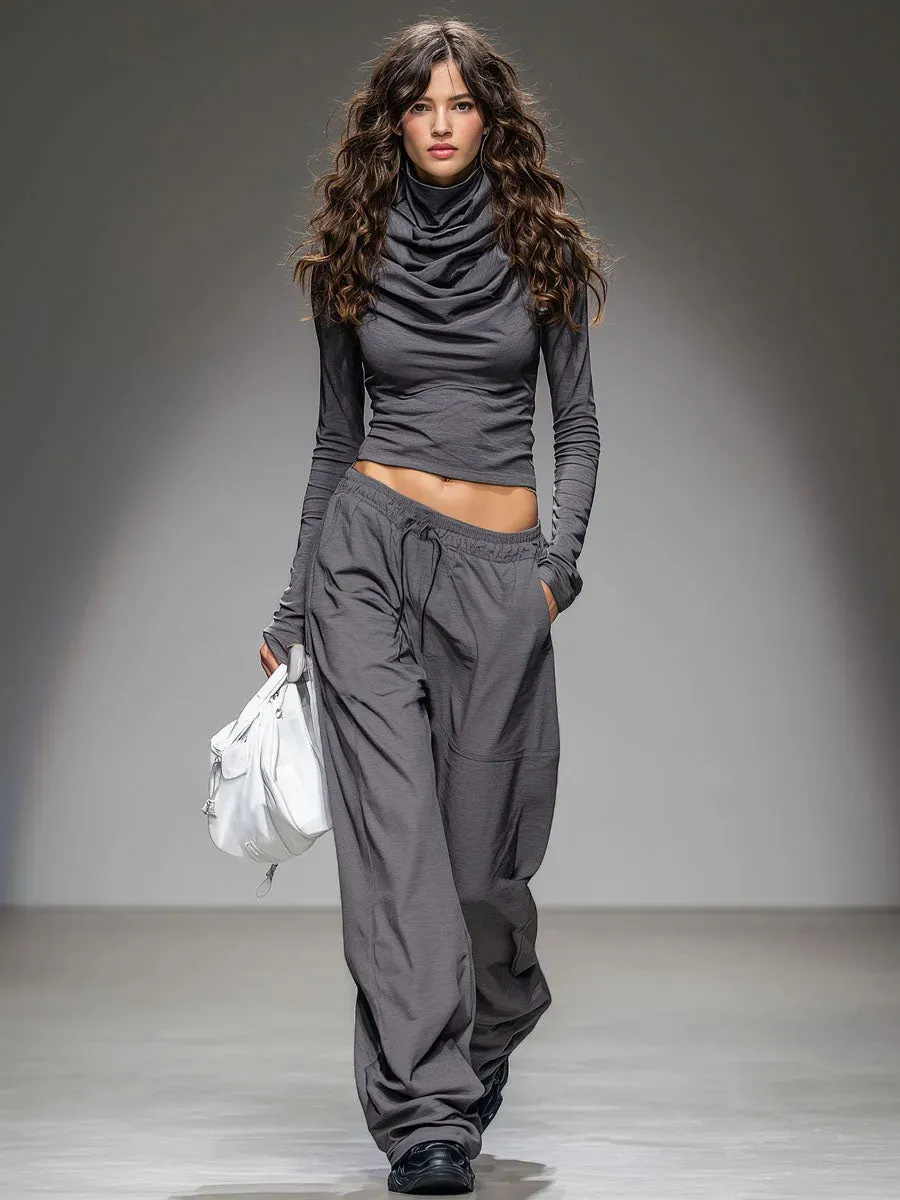 Casual Long-sleeved T-shirt And Wide-leg Pants Set sold by Oyrosy product image thumbnail 5