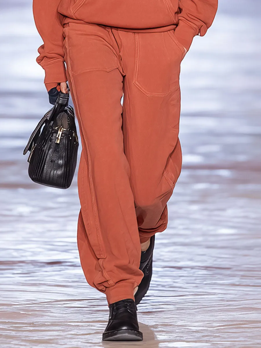 Casual Retro Orange Long-Sleeved Hoodie Sweatpants Sports Set sold by Oyrosy product image thumbnail 4