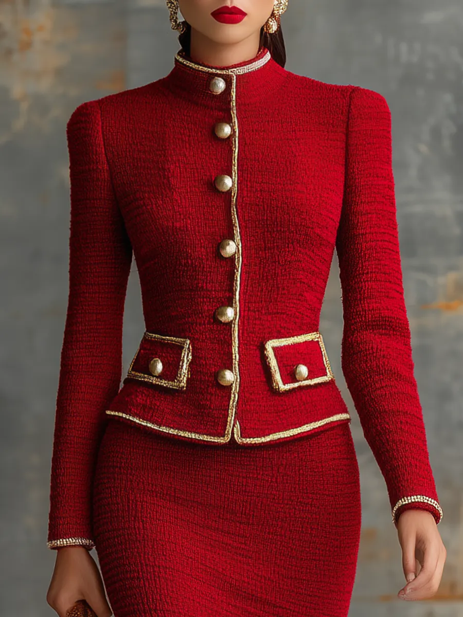 Retro Elegant Knitted Cardigan And Hip Skirt Two-piece Set sold by Oyrosy product image thumbnail 5