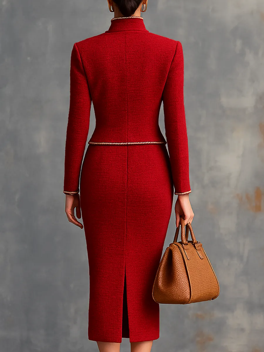 Retro Elegant Knitted Cardigan And Hip Skirt Two-piece Set sold by Oyrosy product image thumbnail 3