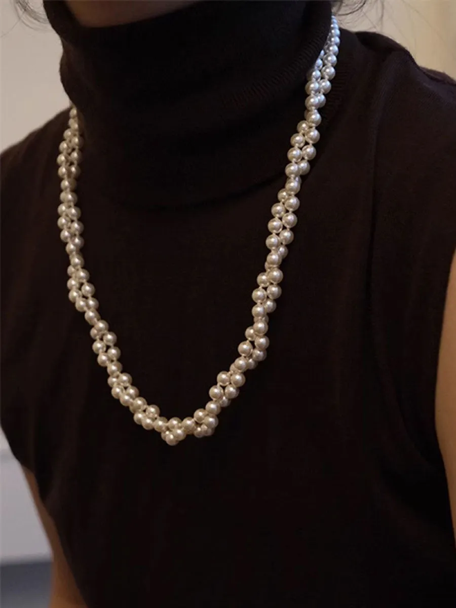 Vintage High-End Double-Layered Pearl Necklace sold by Oyrosy product image thumbnail 2