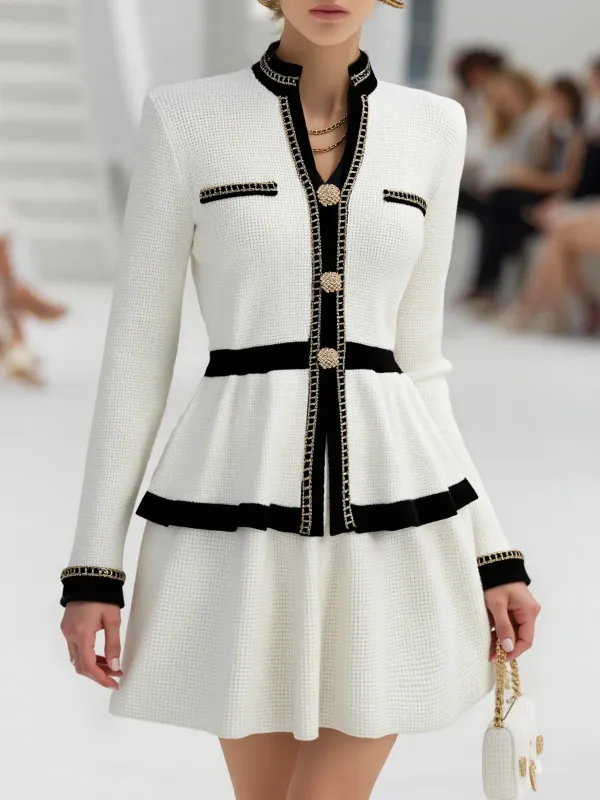 【24-hour shipping out】Elegant Urban High Quality Long Sleeve Top And Pleated Skirt Two Piece Set sold by Oyrosy