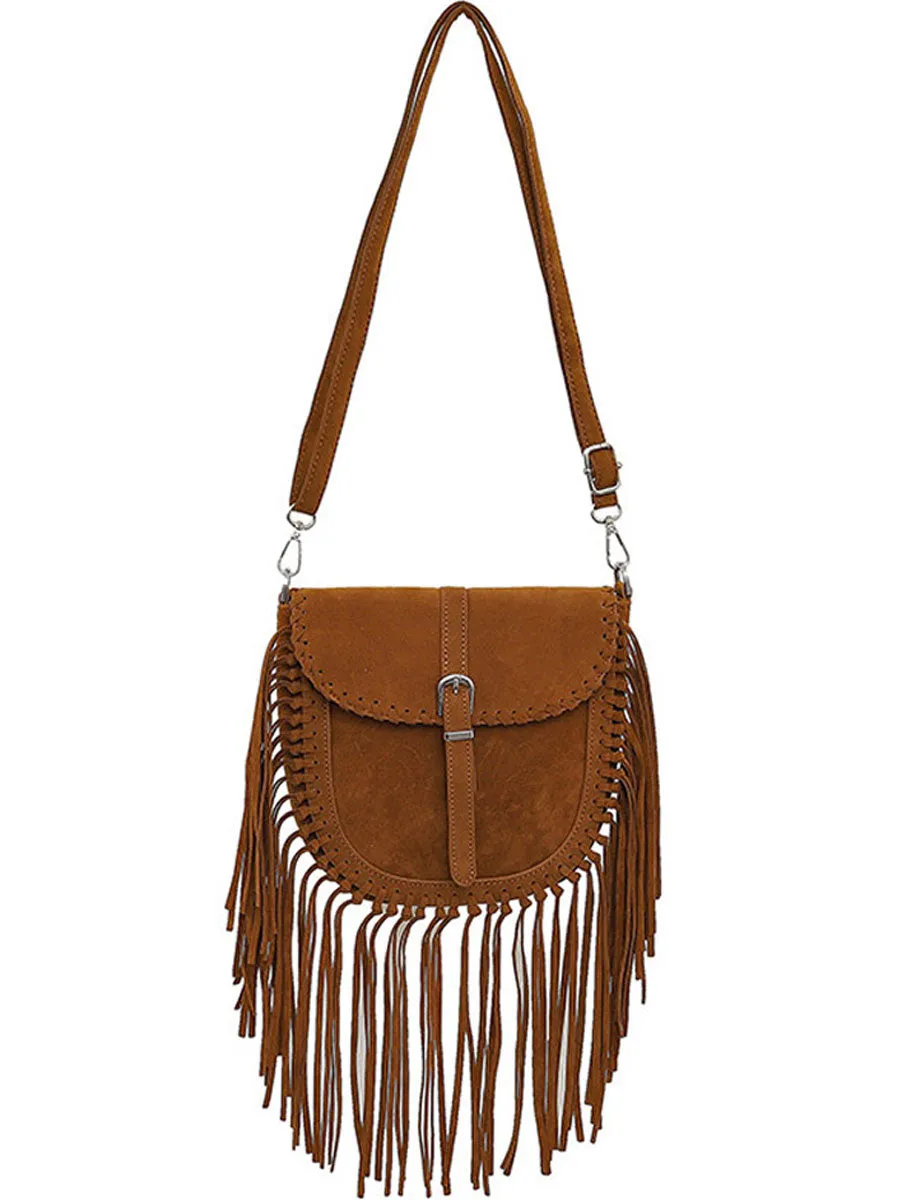 Vintage Bohemian Tassel Suede Shoulder Bag sold by Oyrosy