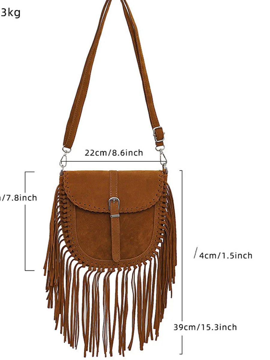 Vintage Bohemian Tassel Suede Shoulder Bag sold by Oyrosy product image thumbnail 4