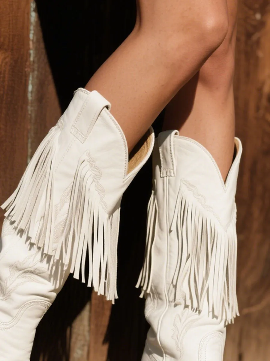 【24-hour shipping out】Women's Western Embroidered Tassel Leather Cowboy Boots sold by Oyrosy product image thumbnail 4